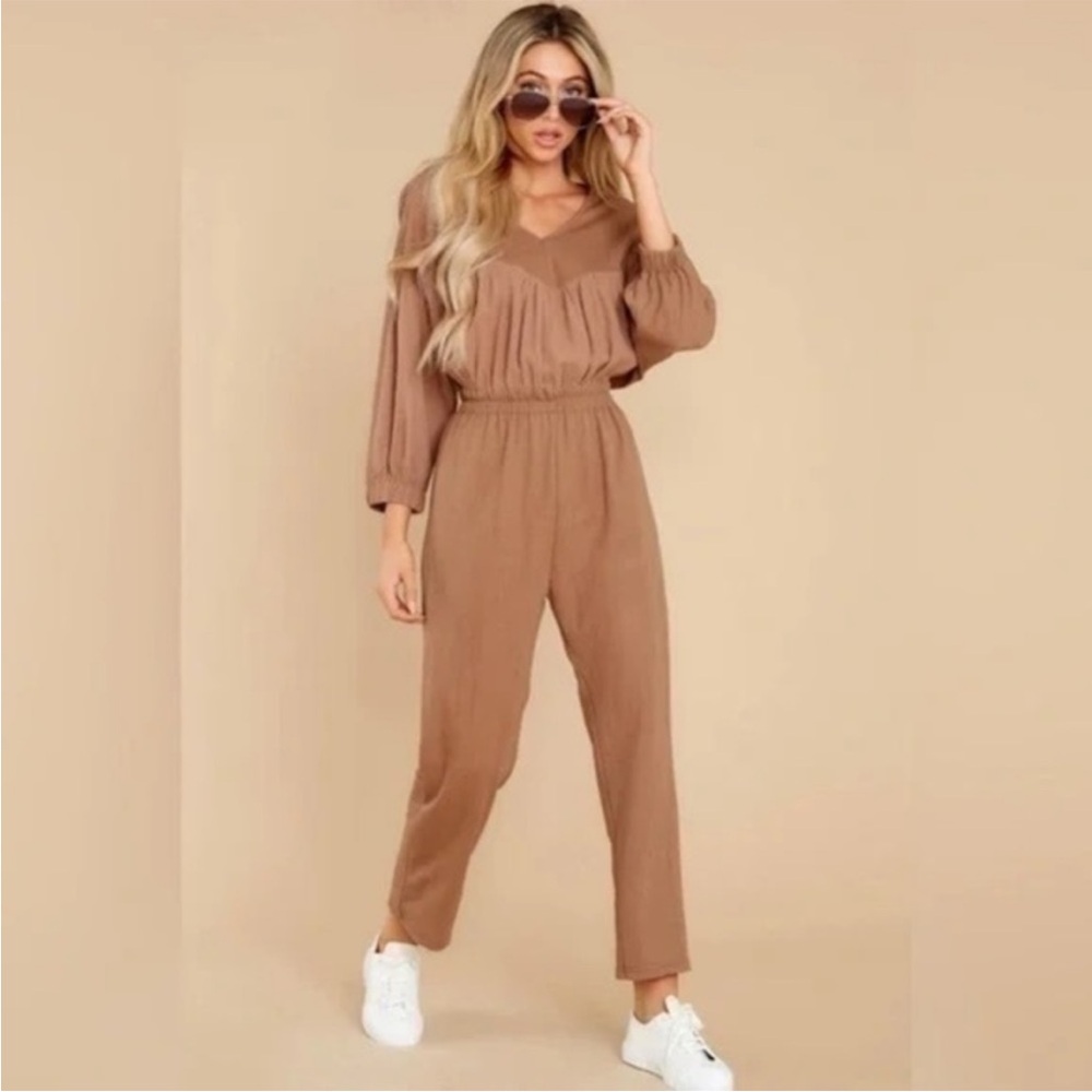 Smocked waist full length Long Sleeve Jumper Jumpsuit NWOT